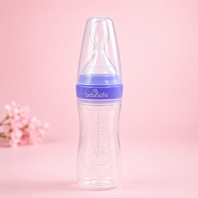 Silicon Feeding Bottle with Silicon Spoon and Cap