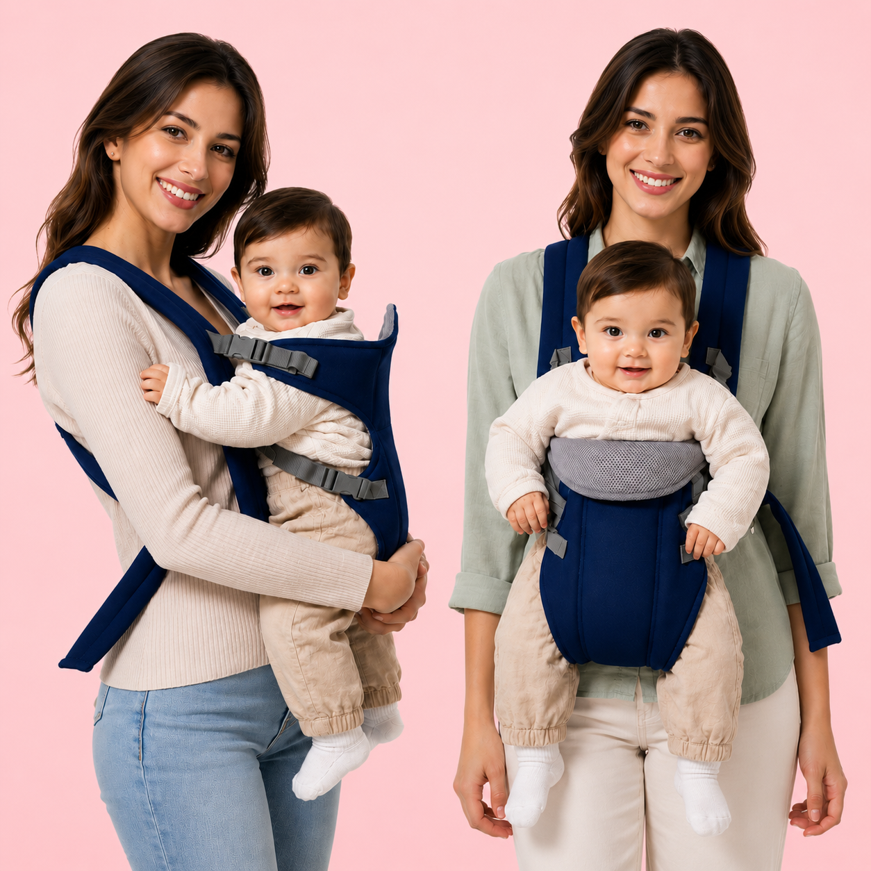 Adjustable Baby Carrier | Breathable Padded Infant Carrier with Safety Buckles & Wide Shoulder Straps