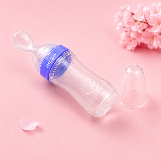 Silicon Feeding Bottle with Silicon Spoon and Cap