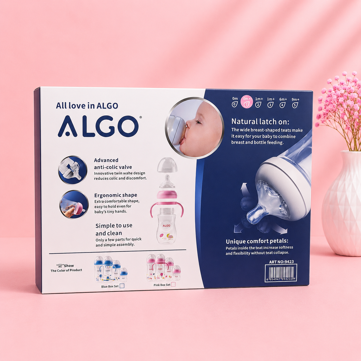ALGO Newborn Gift Set – 6 Piece Baby Feeding Bottle Set