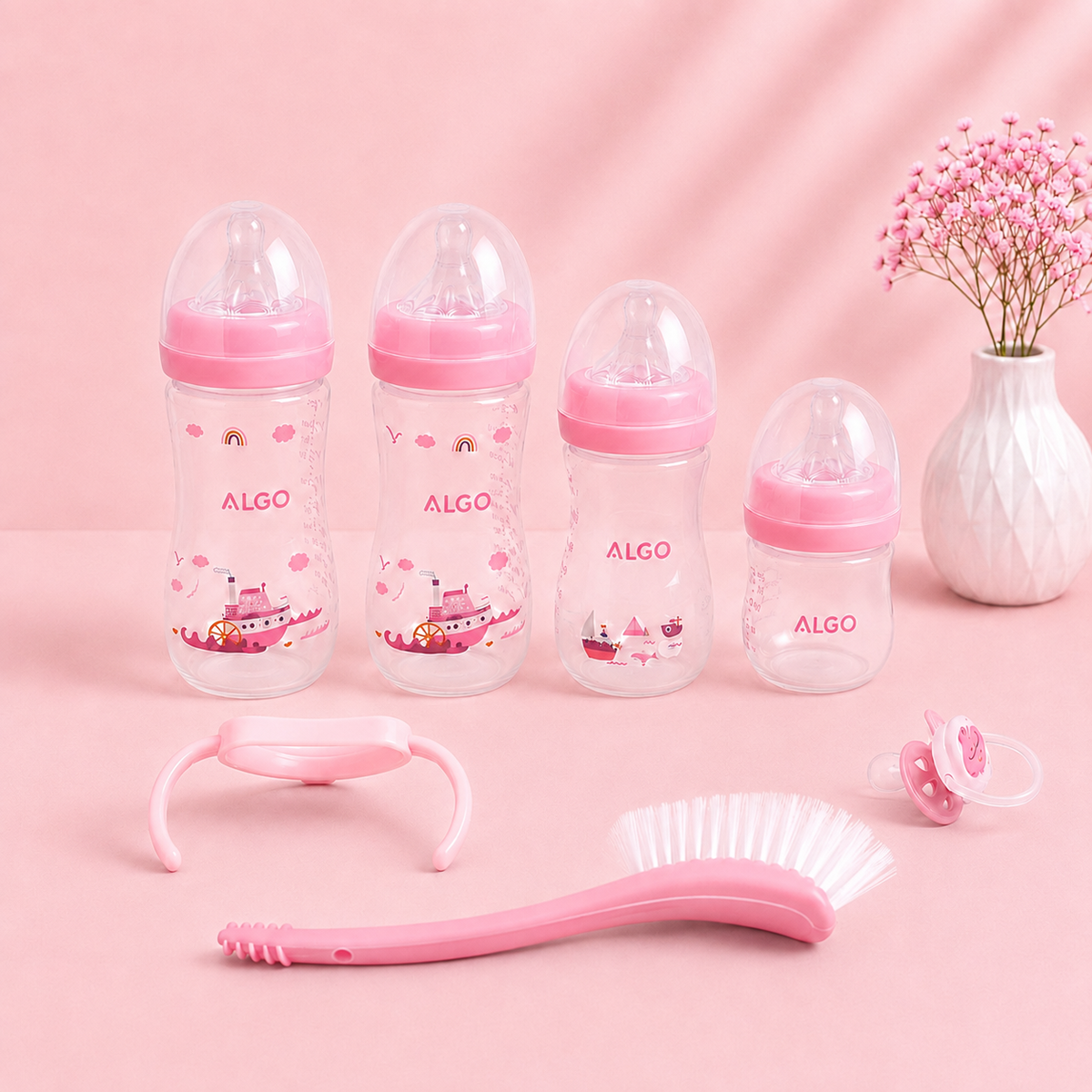 ALGO Newborn Gift Set – 6 Piece Baby Feeding Bottle Set