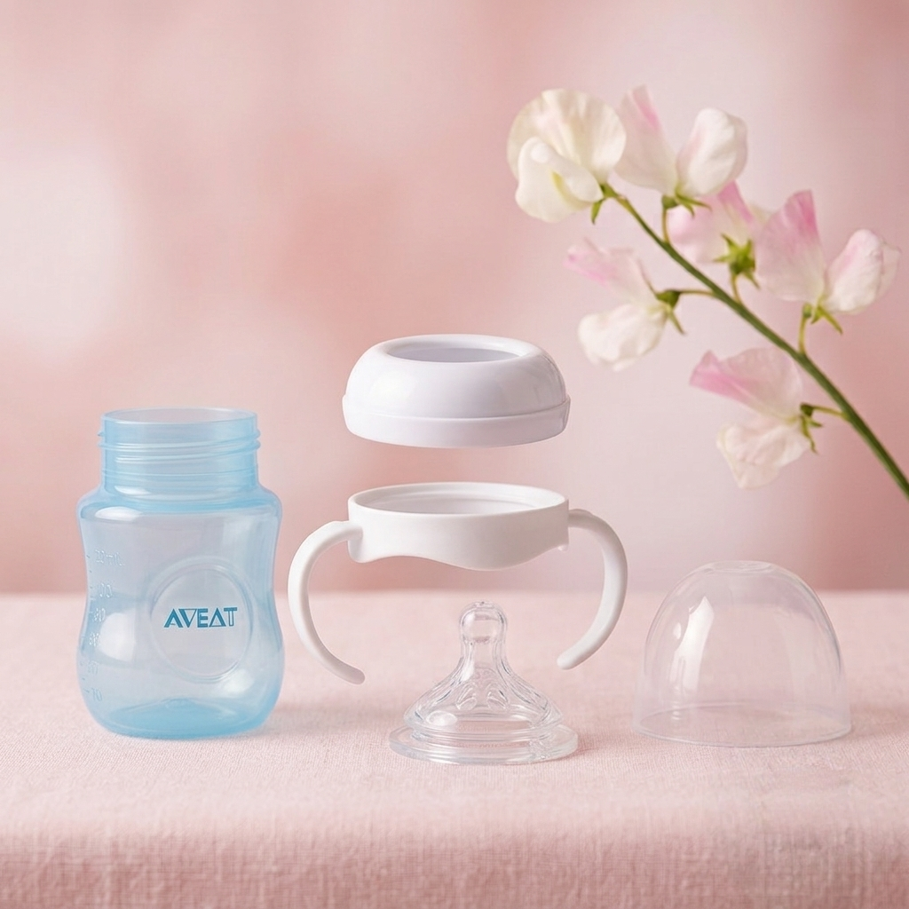 AVEAT Natural Trainer Baby Feeding Bottle (120mL / 4oz) with Easy-Grip Handles
