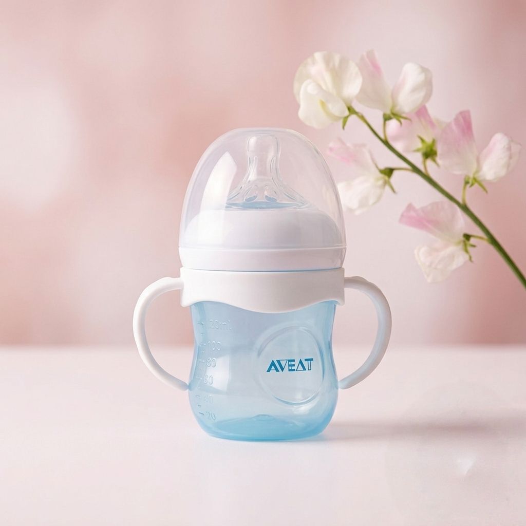 AVEAT Natural Trainer Baby Feeding Bottle (120mL / 4oz) with Easy-Grip Handles