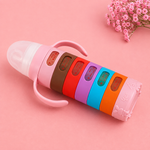 Yes® Glass Baby Feeding Bottle (240mL) with Rainbow Protective Silicone Sleeve & Easy-Grip Handles