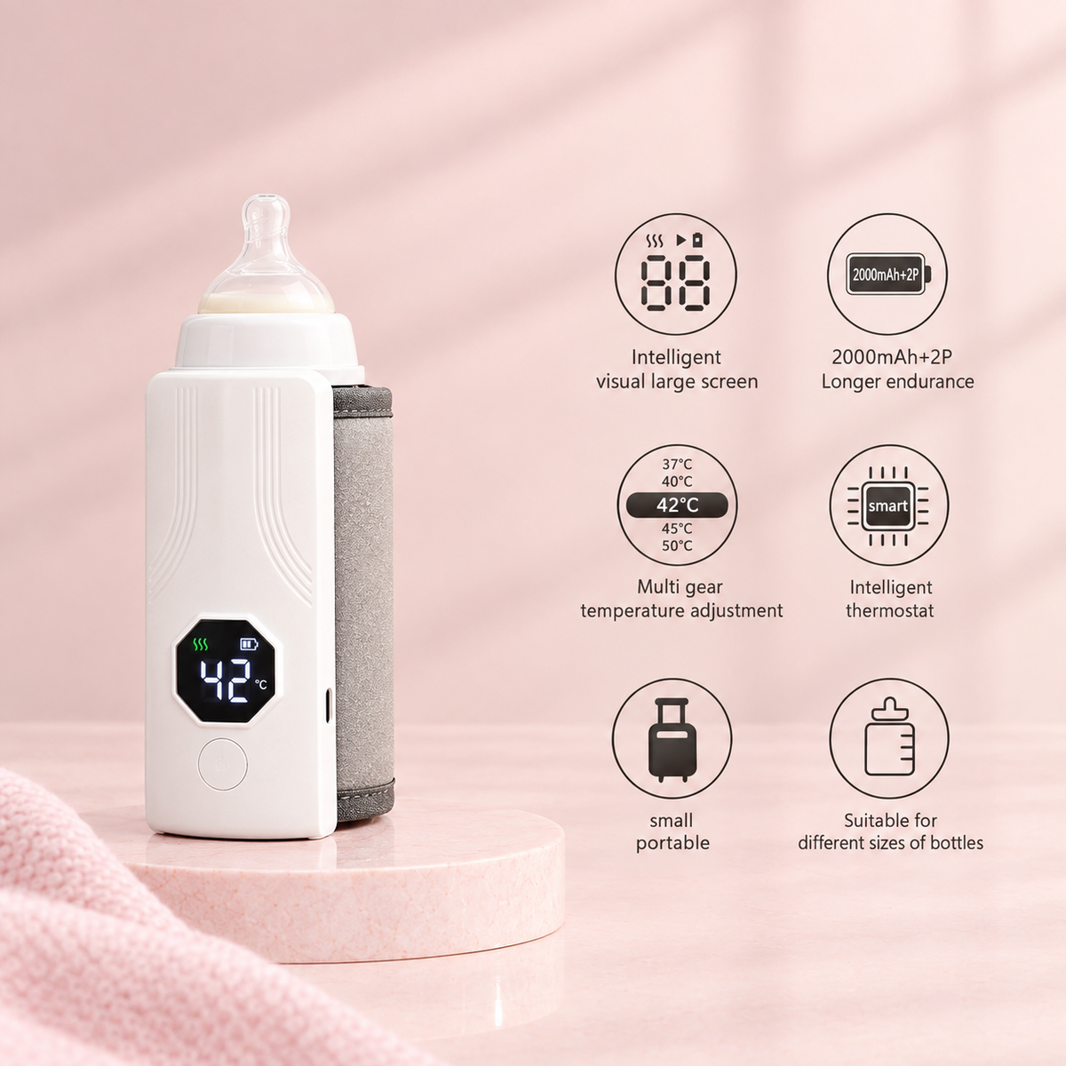 Rechargeable Portable Baby Bottle & Milk Warmer | Adjustable Temperature