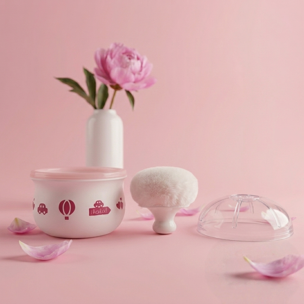 Baby Powder Puff Container with Soft Applicator & Hygienic Lid