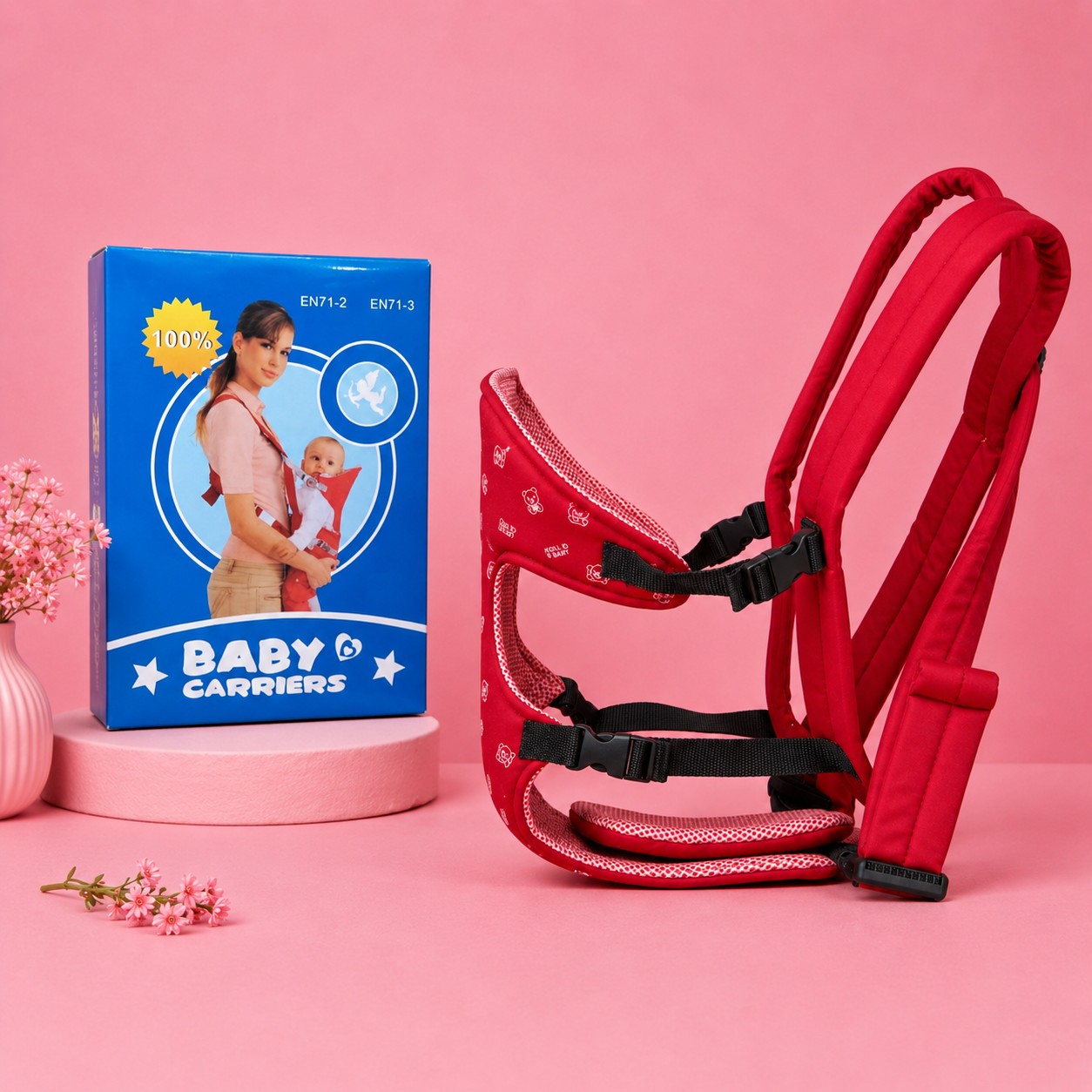 Adjustable Baby Carrier | Breathable Padded Infant Carrier with Safety Buckles & Wide Shoulder Straps