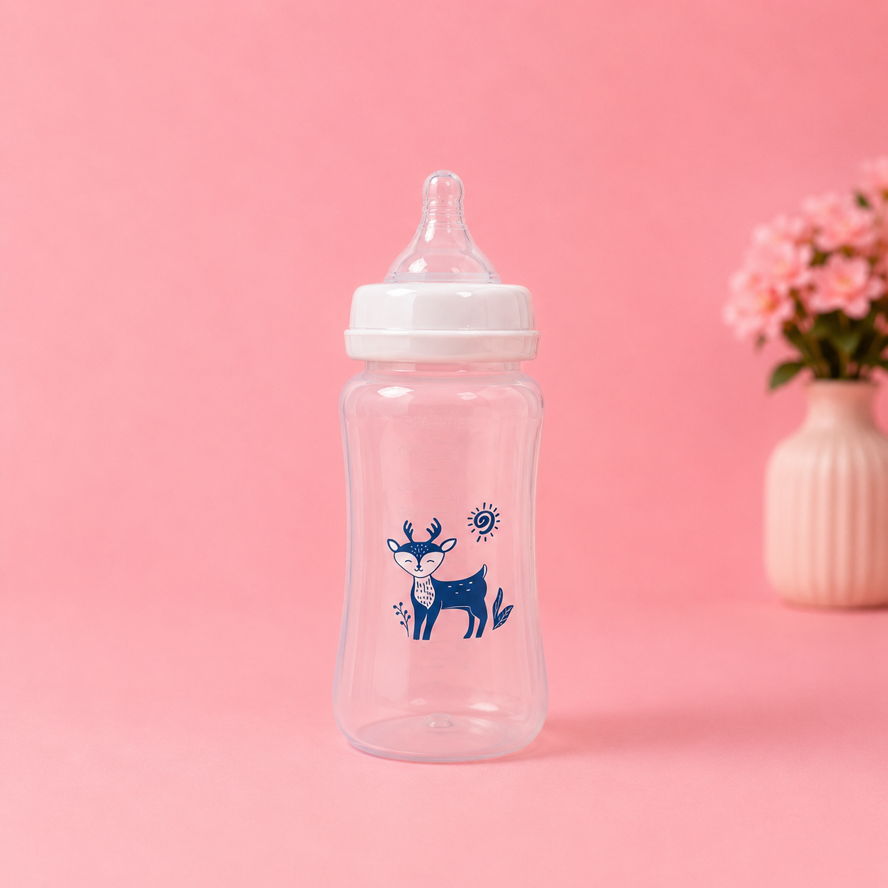 3-in-1 Hands-Free Baby Feeding Bottle 300ml | BPA-Free Wide Neck Feeding Bottle