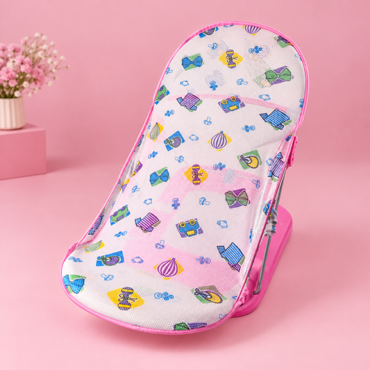 Foldable Baby Bath Bather with Soft Mesh Sling & Adjustable Backrest