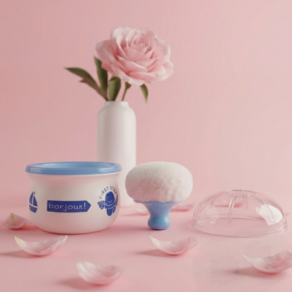 Baby Powder Puff Container with Soft Applicator & Hygienic Lid