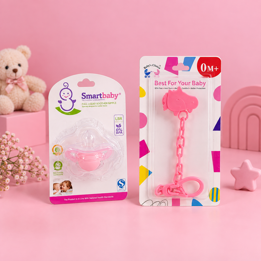 Ultra-Soft Silicone Baby Pacifier & Cute Animal Chain Set (BPA-Free, 0M+)