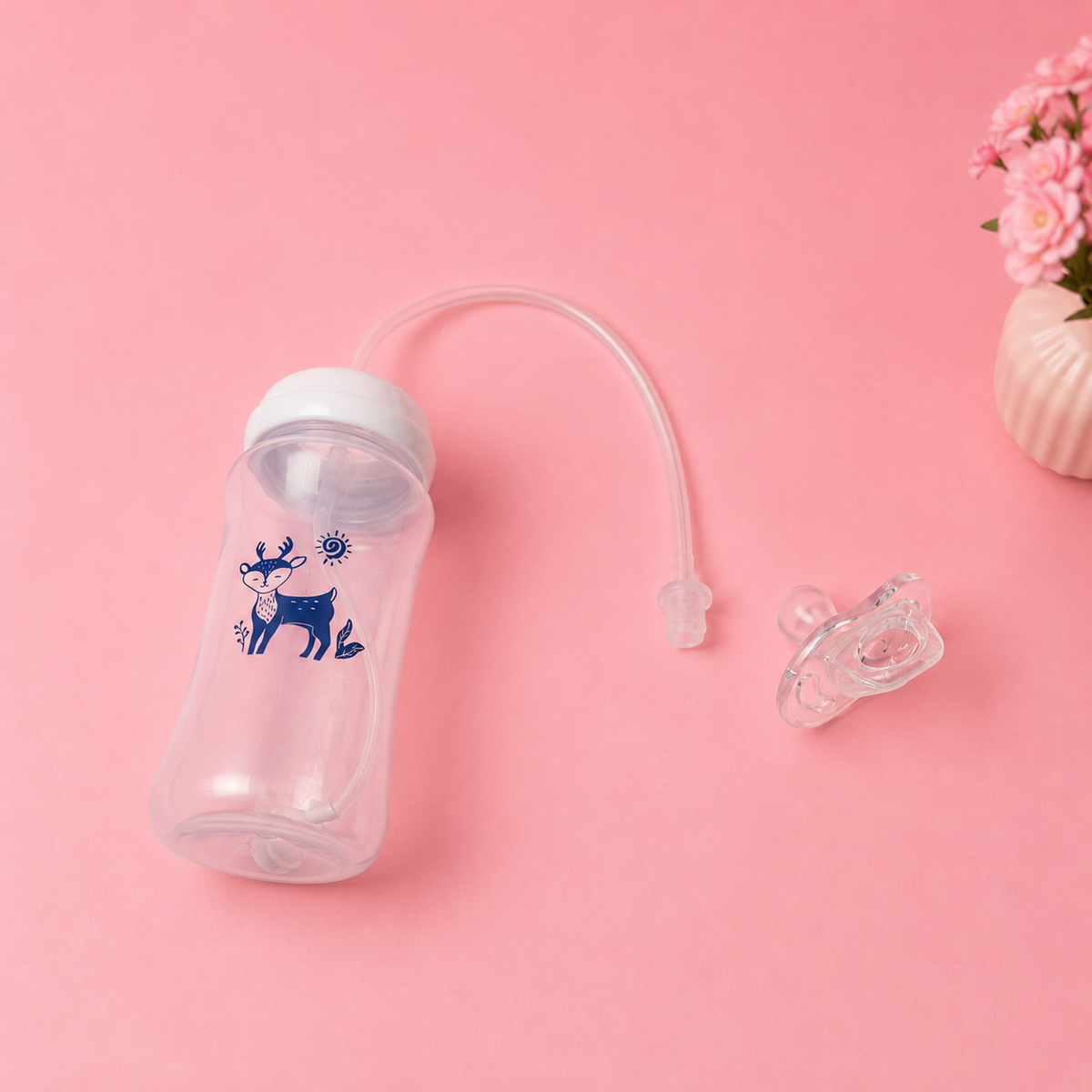 3-in-1 Hands-Free Baby Feeding Bottle 300ml | BPA-Free Wide Neck Feeding Bottle