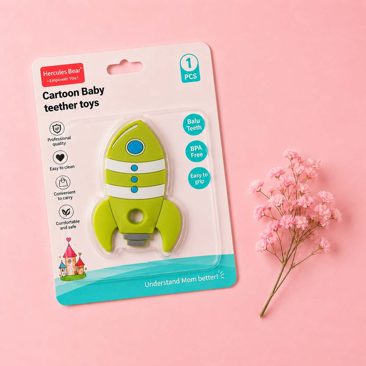 Baby Rocket Teether – BPA-Free Easy-Grip Teething Accessory for Babies